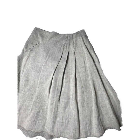 Gunex Skirt Linen Size 8 Hidden Zip Pleated Pocket Beige - Picture 3 of 8